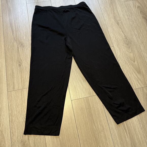 Exclusively Misook Pants Women L Wide Leg Pull on Acrylic Knit Stretch Black - Picture 11 of 11